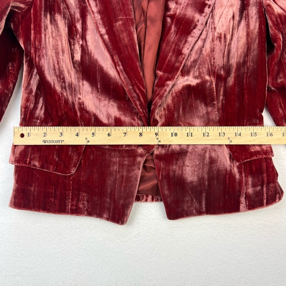 VINTAGE Alberto Makali Y2K Women Silk Velvet Jacket Burgundy Romantic Whimsigoth - Picture 12 of 15